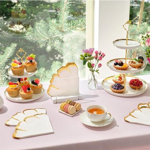 Blue Panda 50 Pack Pink Gold Petal Floral Napkins