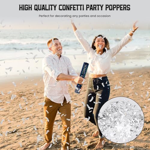 12-Pack Silver Confetti Poppers with Easy Twist Design