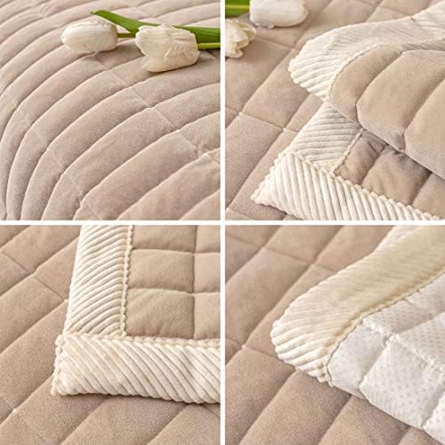 Vctops Velvet Plush Plaid Sofa Cover Non Slip Sectional Couch Protector