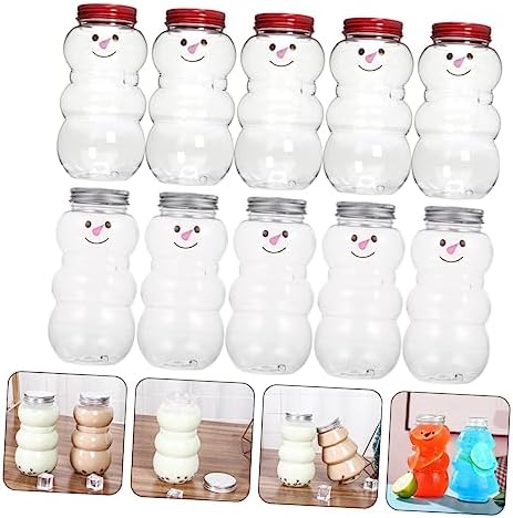 Cabilock 10pcs Snowman Beverage Bottles for Party Packaging