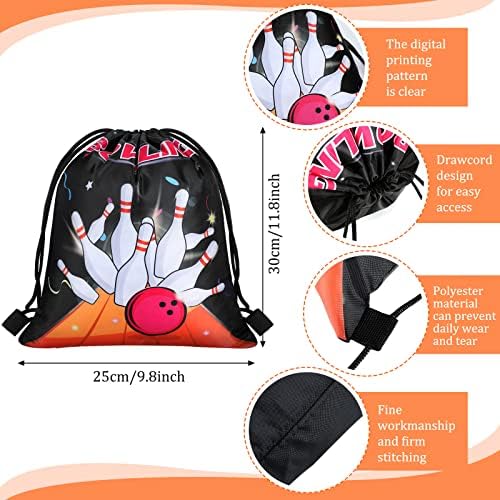 16 Pcs Bowling Style Drawstring Bags for Party Favs