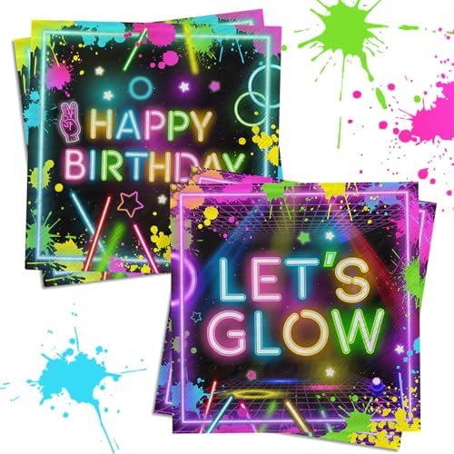 Glow Party Napkins 40Pcs Neon Birthday Supplies