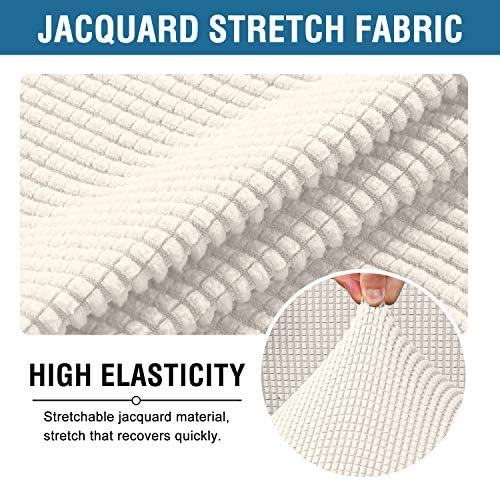 HVERSAILTEX 2 Piece Stretch Jacquard Wingback Chair Covers Ivory