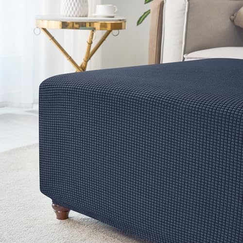 ANWUCHEN Medium Blue Stretch Jacquard Ottoman Cover