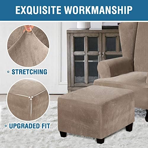 ADPON Velvet Ottoman Cover Stretch with Elastic Bottom
