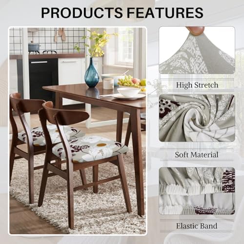 SearchI Water Repellent Seat Covers for Dining Chairs 6 Pack