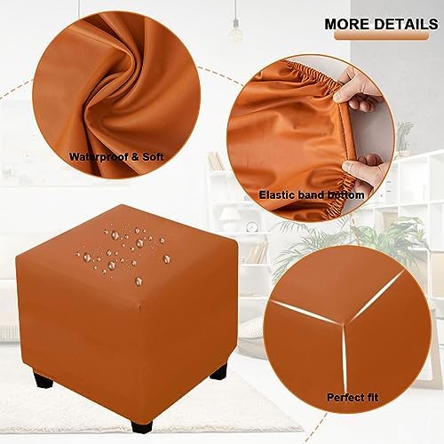 Bifaunvogel Waterproof Square Ottoman Slipcover Small Orange