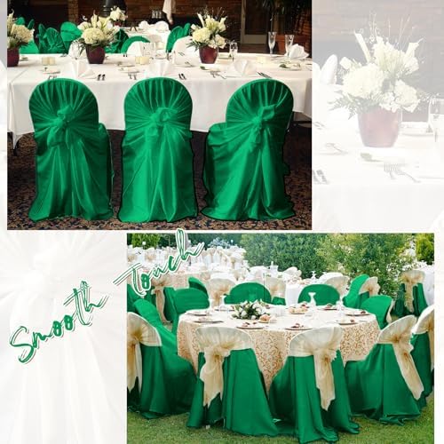 24 PCS Green Satin Chair Covers for Banquets
