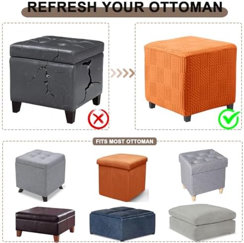 Bifaunvogel Square Ottoman Slipcover in Orange