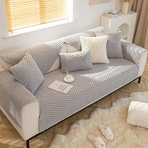 vctops Fluffy Faux Fur Sofa Cover Non Slip Warm Sectional Slipcover