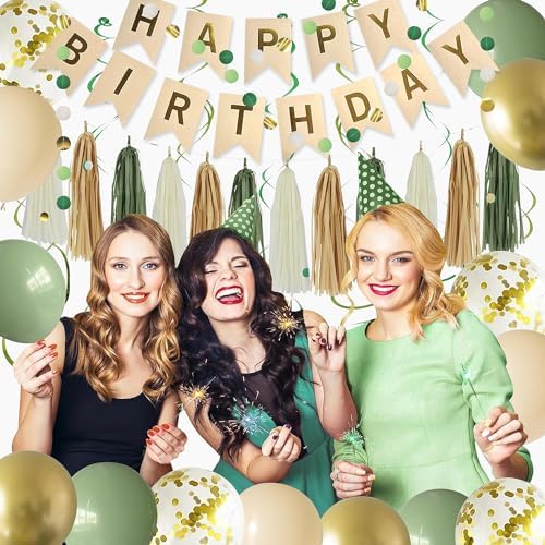 Green Birthday Party Decorations for Women Girls