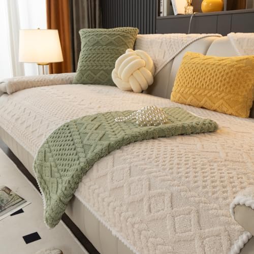 Geometric Jacquard Plush Sofa Cover for Cozy Comfort