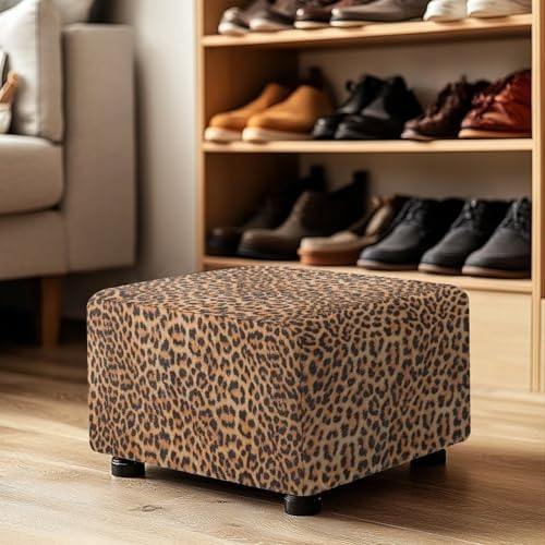 Leopard Print Stool Cover for Ottoman