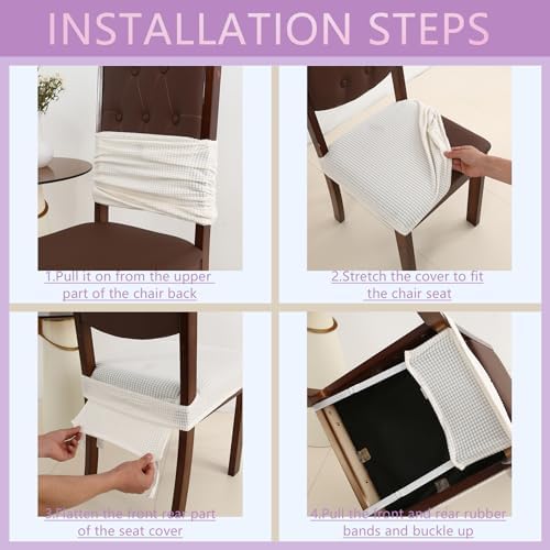 Dining Chair Seat Covers Set of 4 Stretch Jacquard Removable Washable