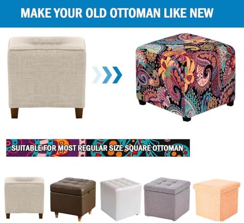 Lussenwert Square Ottoman Cover with Elastic Bottom