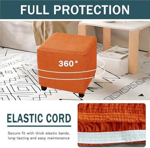 Orange Small Stretchy Ottoman Slipcover