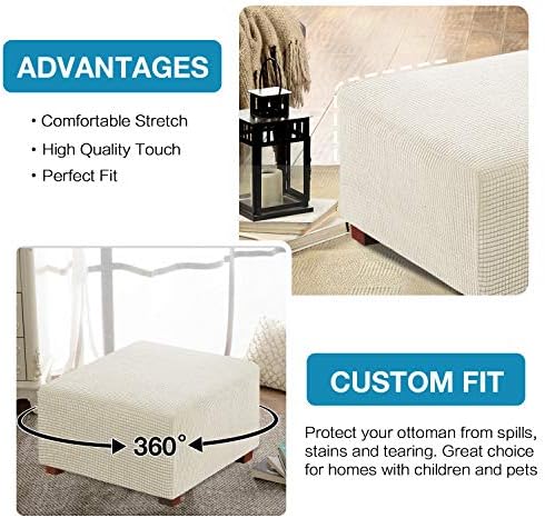 Flamingo P Stretch Ottoman Cover Biscotti Beige