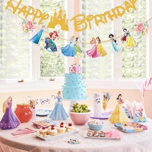 Gold Princess Birthday Banner for Girls Celebration