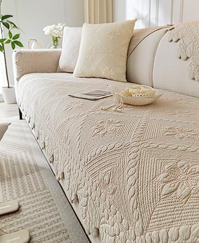 Vctops Farmhouse Cotton Quilted Sofa Cover