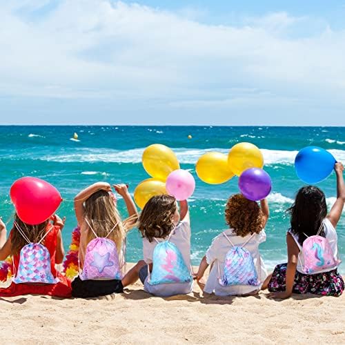 Clabby 16 Pcs Mermaid Drawstring Party Favor Bags