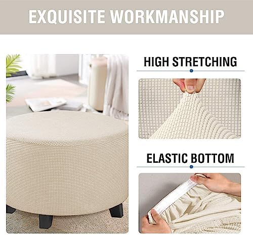Fairuo Stool Covers Velvet Jacquard Universal Folding Pouffe Covers with Elastic Bottom