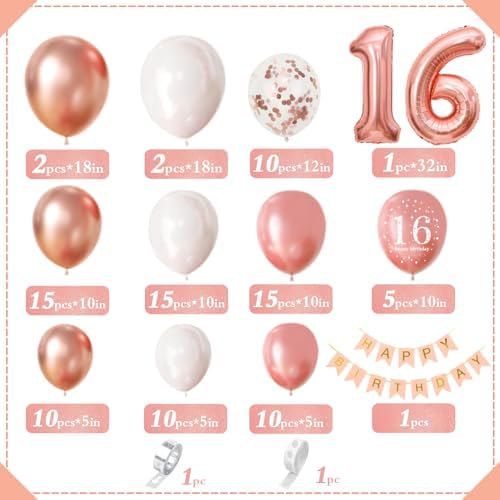 100pcs Sweet 16 Decorations Kit for Girls
