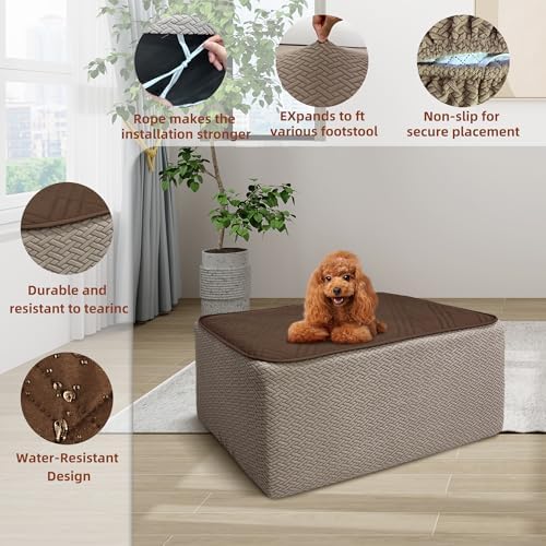 MEHIDFY Ottoman Cover Waterproof Stool Slipcover Quilted Stretch
