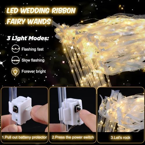 100PCS LED Fairy Wands with Bells for Wedding