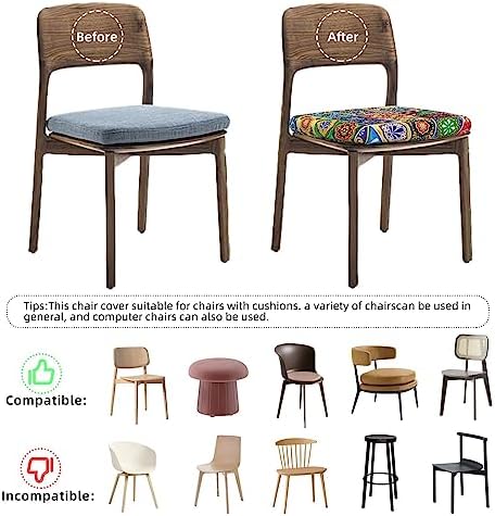 GTEVUTS Dining Chair Covers Set of 4 Boho Farm Style
