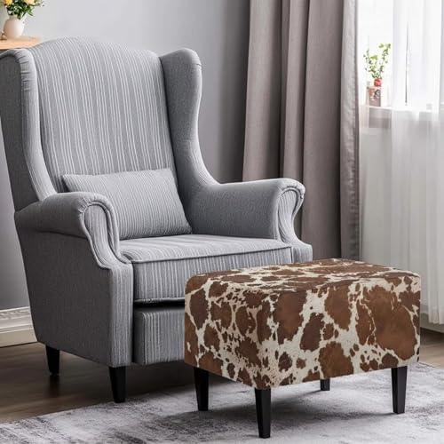 Talayituse Brown Cow Print Stretch Velvet Stool Cover