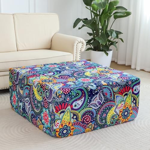 EVOLLER Waterproof Stretch Ottoman Cover 40x40x15 Inch