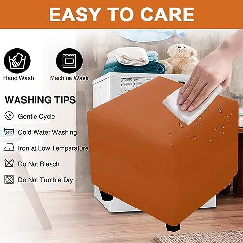 Bifaunvogel Waterproof Square Ottoman Slipcover Small Orange