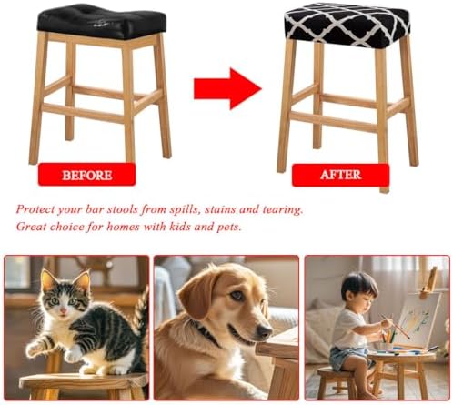 Lussenwert Stool Covers Rectangular Set of 2 with Elastic Bands Pattern 15