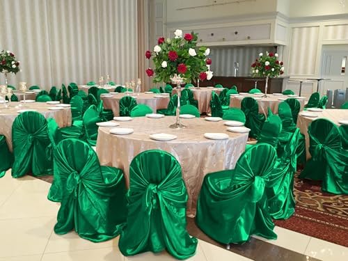 24 PCS Green Satin Chair Covers for Banquets