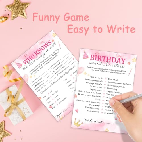 Birthday Girl Party Game Cards 30PCS Set for Adults
