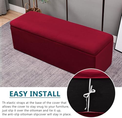 KRFOONN Velvet Stool Cover for Storage Bench Footrest Ottoman