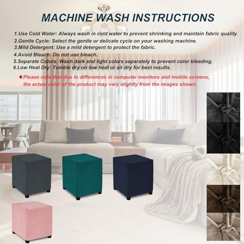 Square Ottoman Cover Stretch Slipcover Thick Soft Intertwined Pattern Pink Small 1PC