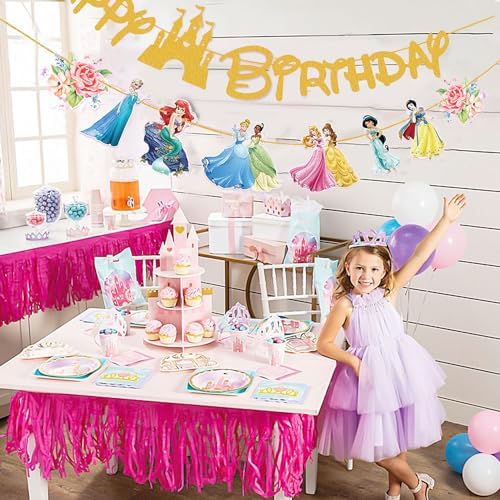 Gold Princess Birthday Banner for Girls Celebration