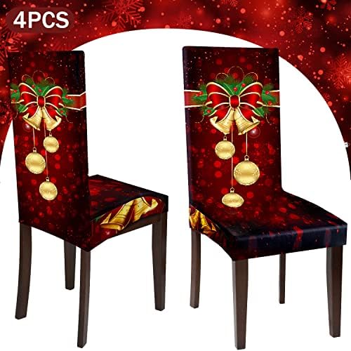 Boao Christmas Chair Covers Stretchable 4 Pack