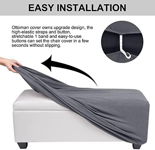 PiccoCasa High Stretch Ottoman Cover Dark Gray
