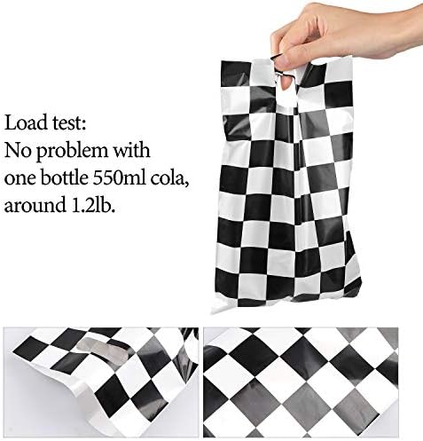 BeYumi 50Pcs Race Car Checkered Treat Bags with Stickers