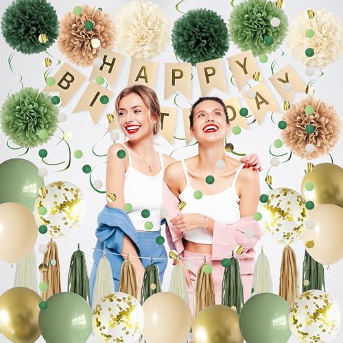 Green Birthday Party Decorations for Women Girls