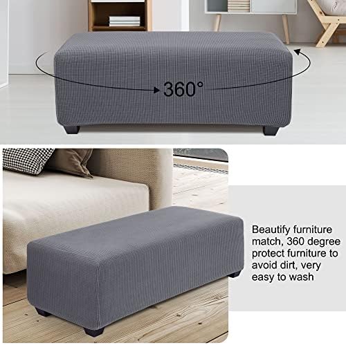 PiccoCasa High Stretch Ottoman Cover Dark Gray