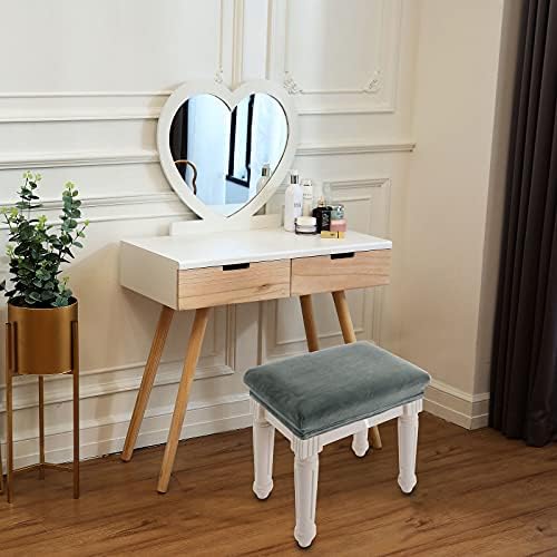 SINOSO Vanity Stool Covers Set of 4 Dark Grey Velvet Rectangle