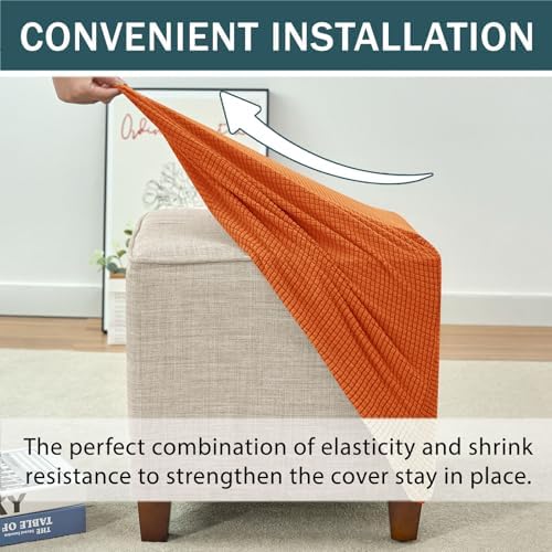 Orange Small Stretchy Ottoman Slipcover