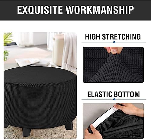 FAiruo Footstool Slipcover Ottoman Covers for Square Rectangle Round Footstools