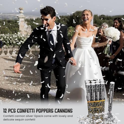 12-Pack Silver Confetti Poppers with Easy Twist Design