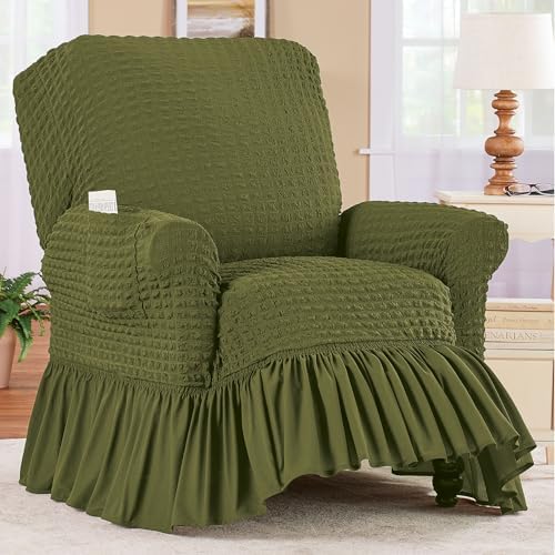 Collections Etc Textured Square Stretch Slipcover with Ruffled Skirt