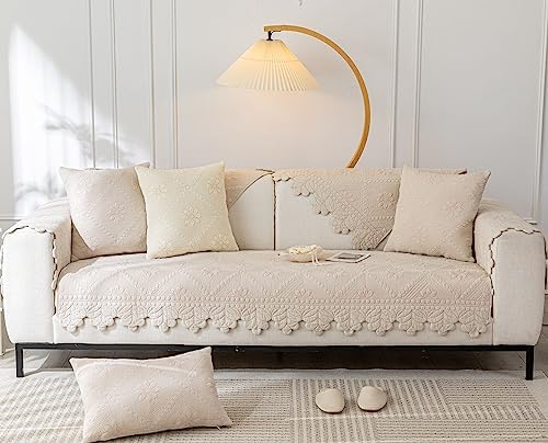 Vctops Farmhouse Cotton Quilted Sofa Cover