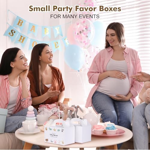 Moretoes 48 Pack White Party Favor Treat Boxes with Handles